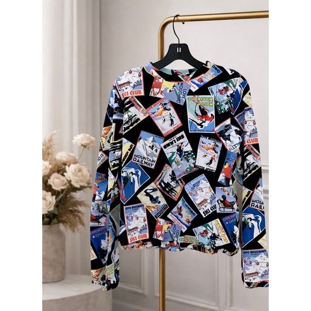 Vintage Moschino multicolor postcard-print sweatshirt M